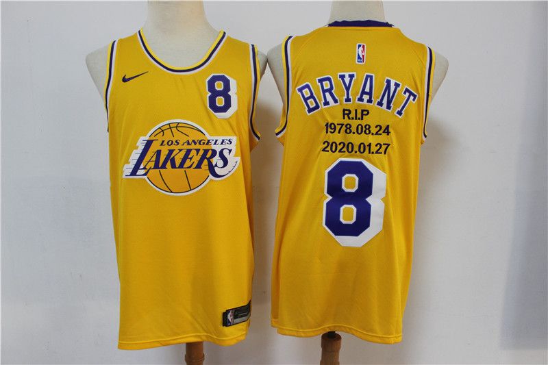Men Los Angeles Lakers #8 Bryant Yellow CommemorativeLimited Nike NBA Jerseys
